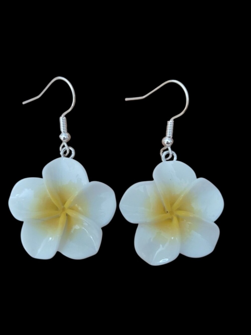 White Tropical Flower Earrings